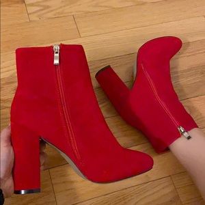 Red booties boot heels